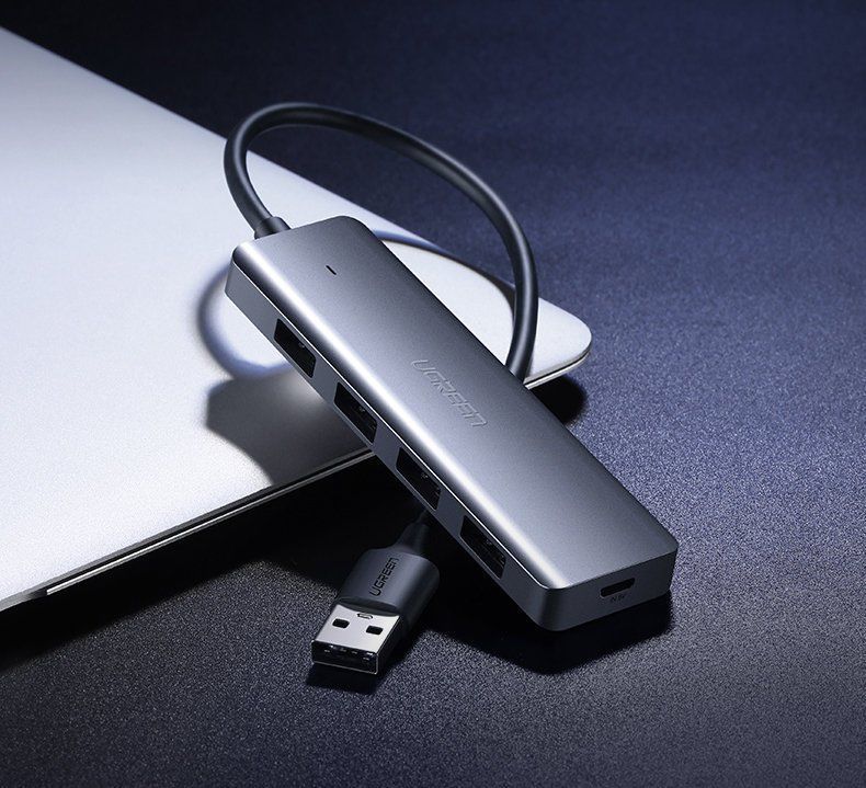 Kaabel Ugreen  Ugreen USB HUB - 4x USB 3.2 Gen 1 with micro USB power port gray (CM219 50985)