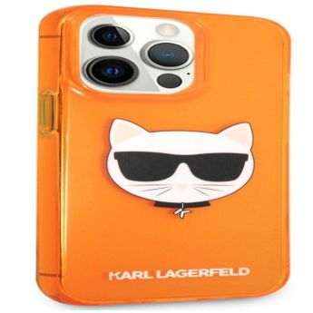 Tagakaaned Karl Lagerfeld Apple iPhone 13 Pro Fluo TPU Choupette Head Case Orange