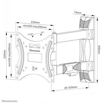 Кронштейн для телевизора NEOMOUNTS BY NEWSTAR  NEOMOUNTS BY NEWSTAR SCREEN WALL MOUNT (FULL MOTION, 3 PIVOTS, VESA 200X200)