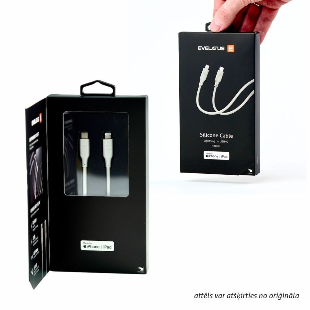 Кабель Evelatus  Evelatus USB C to Lightning Silicone Cable 1.2M (MFI10CL) 60W / 20V3A Black