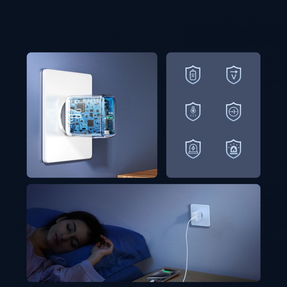 Адаптер Joyroom  Joyroom JR-TCF20 wall charger with a USB-C connector with a power of up to 20W (with USB-C / USB-C cable)