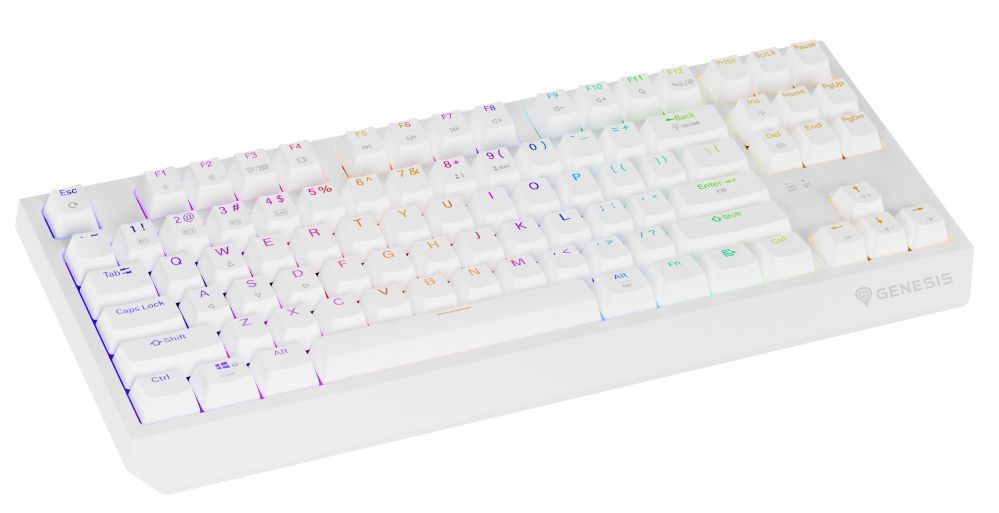 Компьютерная клавиатура Genesis  THOR 230 | Mechanical Gaming Keyboard | Wireless | US | White | 2.4 GHz, Bluetooth, USB | Outemu Red