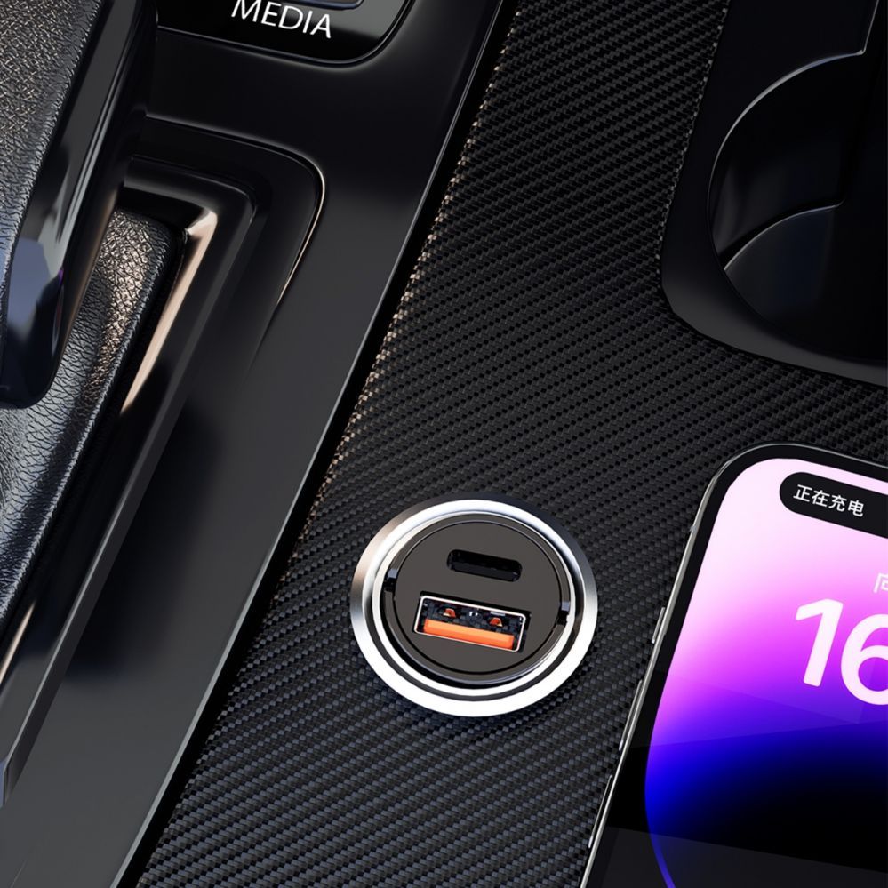 Адаптер Dudao  Dudao R3MAX 48W QC PD mini car charger - black