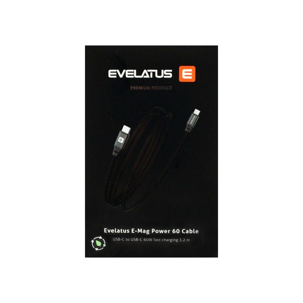 Кабель Evelatus  Cable E-Mag Power 60W USB C to USB C Connector 1.2M magnetic Black
