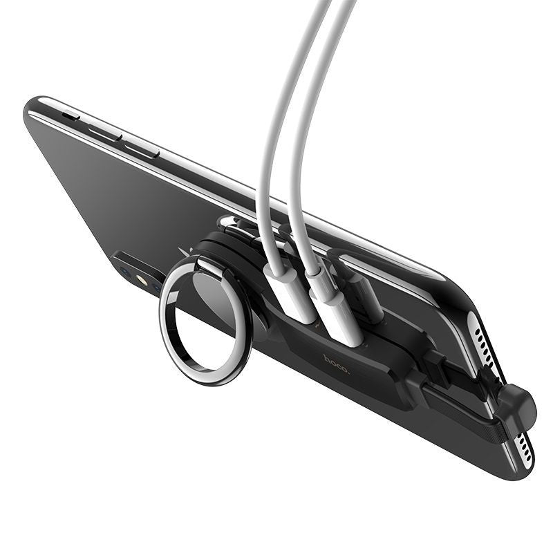 Üleminek Hoco  Lightning to 2 x Lightning + ring holder Black