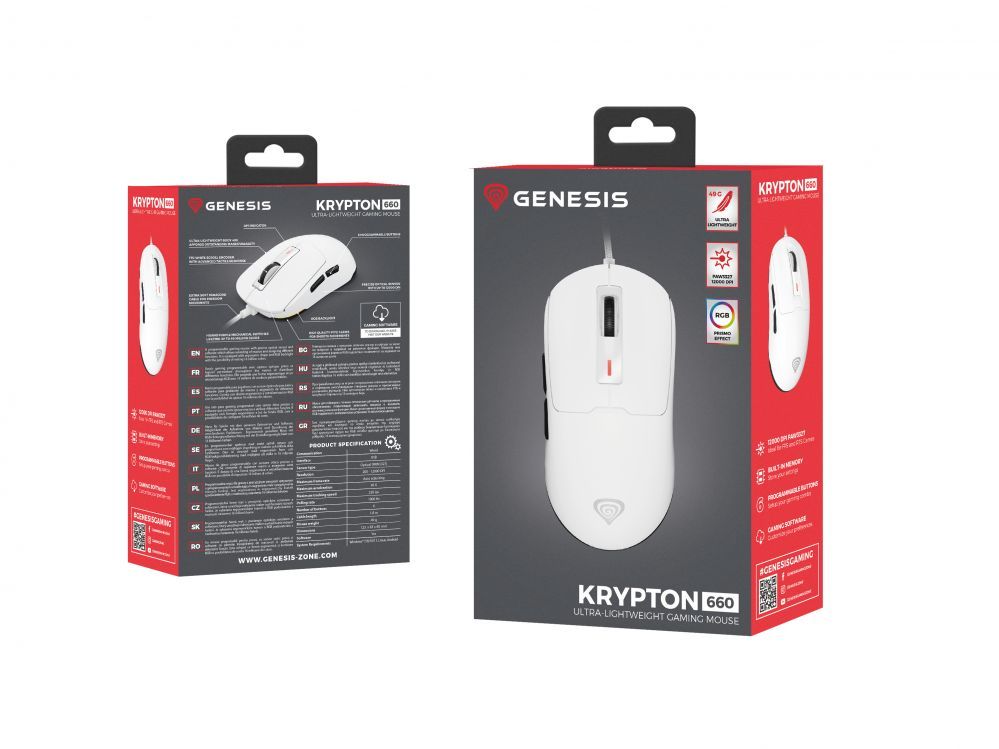 Компьютерная мышь Genesis  Gaming Mouse | Krypton 660 | Wired | USB Type-A | White
