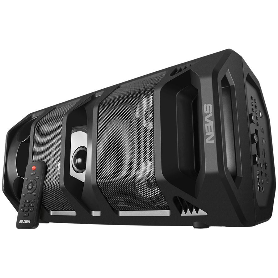Bluetooth speakers Sven 2.0 portable speaker SVEN PS-670, black, power output 2x32.5W (RMS), TWS, Bluetooth, FM, USB, microSD, LED display, RC, lithium battery