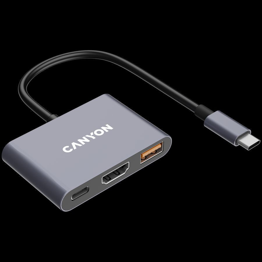 Переходник Canyon  CANYON hub DS-4 3in1 USB-C Grey