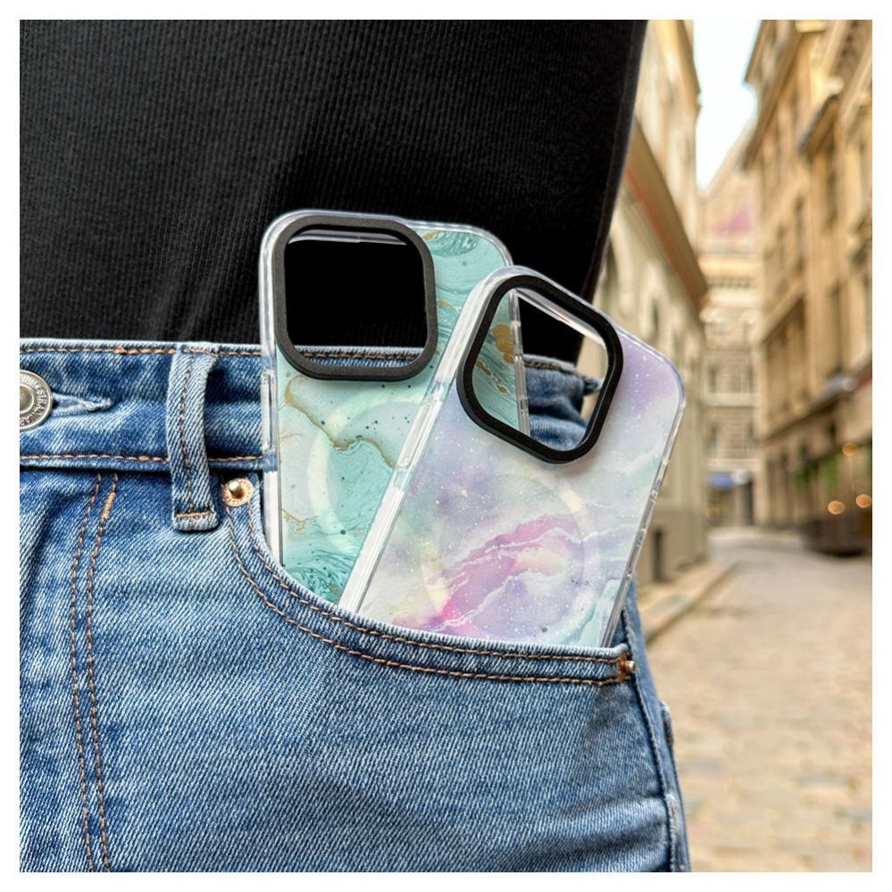 Чехол на заднюю панель Evelatus Apple iPhone 15 Pro PC+TPU With MagSafe Customized Print Marble Purple
