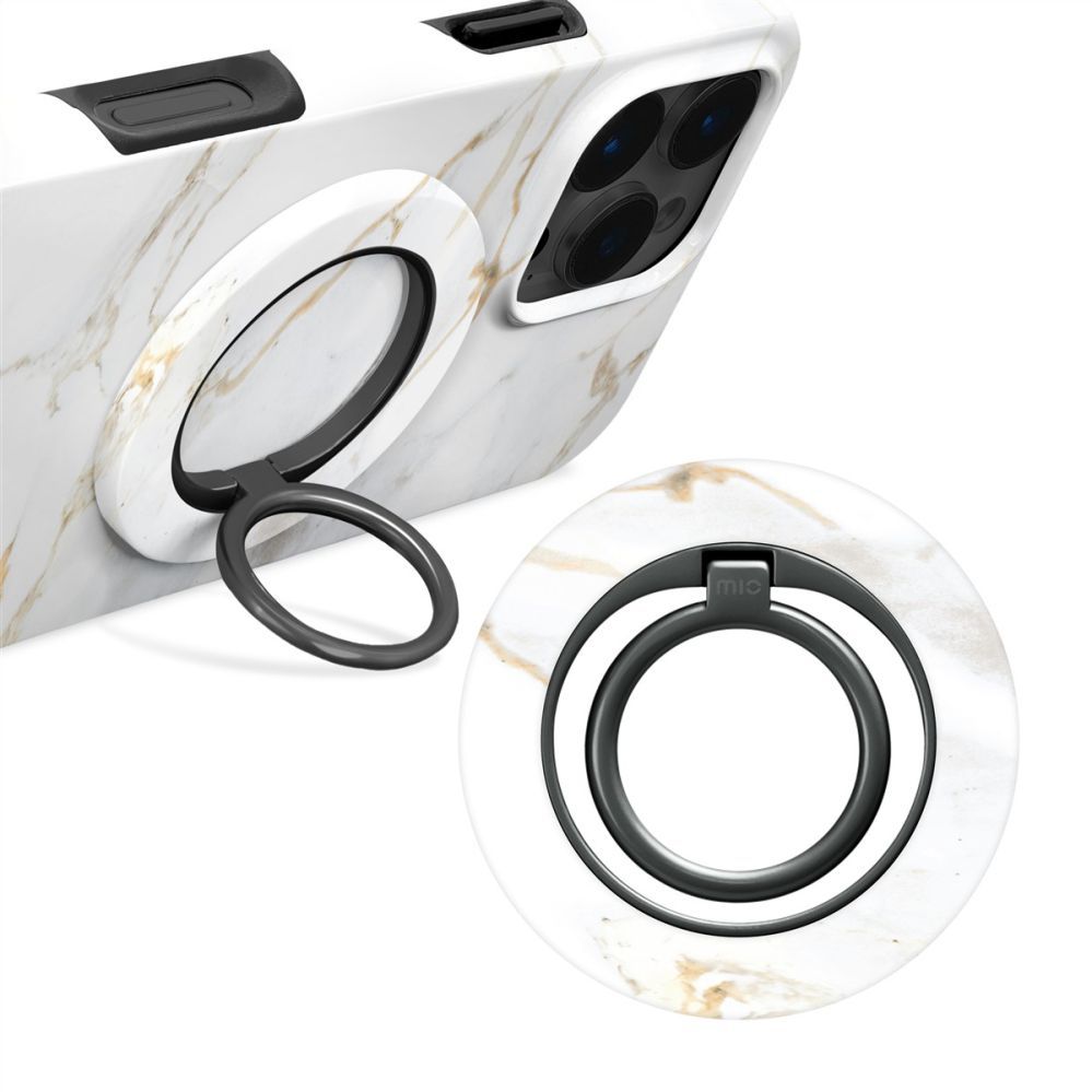 Чехол на заднюю панель Mio  MIO White Marble Magsafe Case Compatible Ring Holder