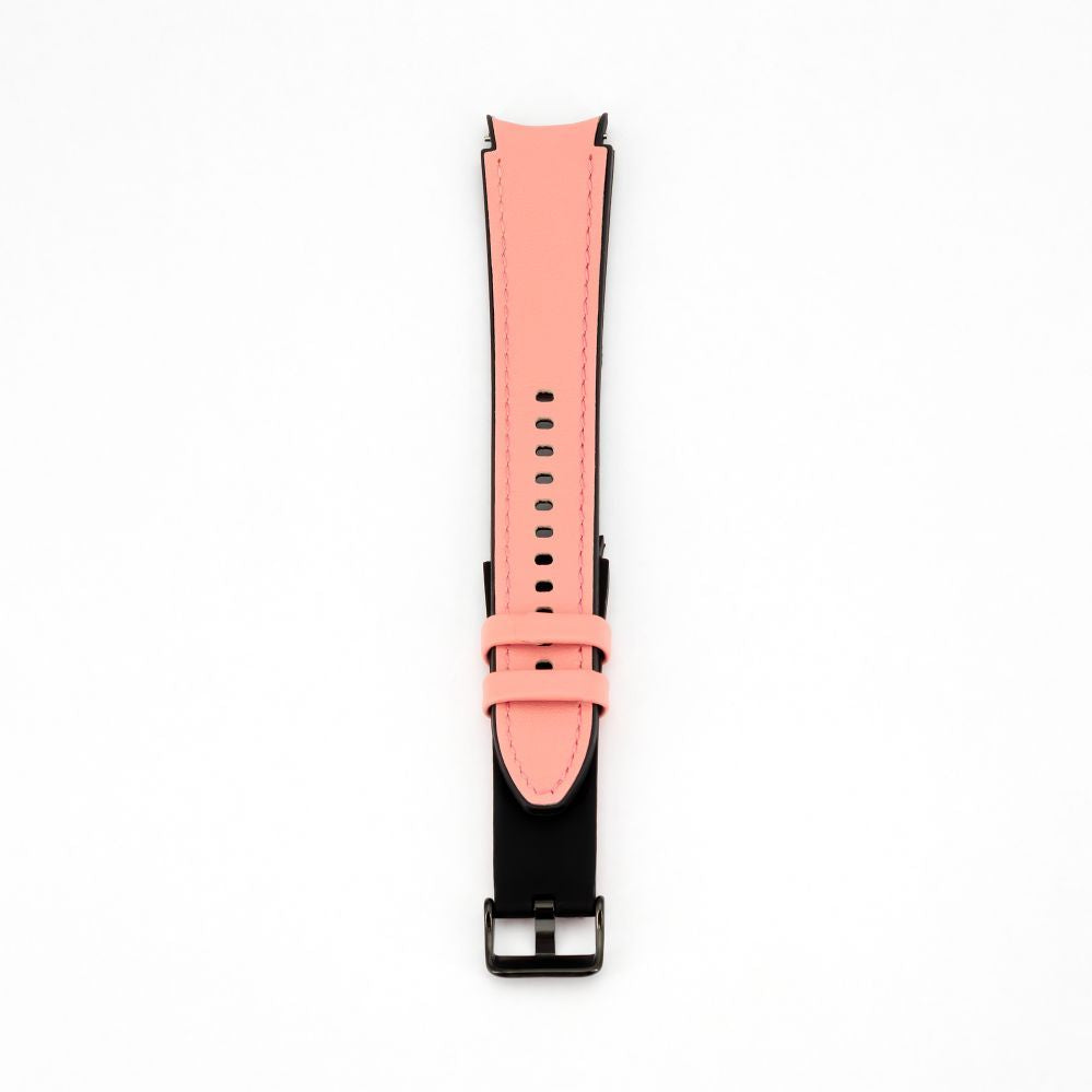 Strap Connect  20mm Silicone Patch Leather Watch Strap (130mm M/L) Pink