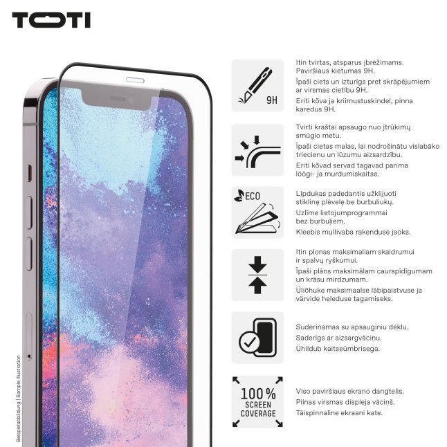 Защитное стекло toti premium  PREMIUM TEMPERED screen protector glass 3D full cover for Apple iPhone 16 Pro Max