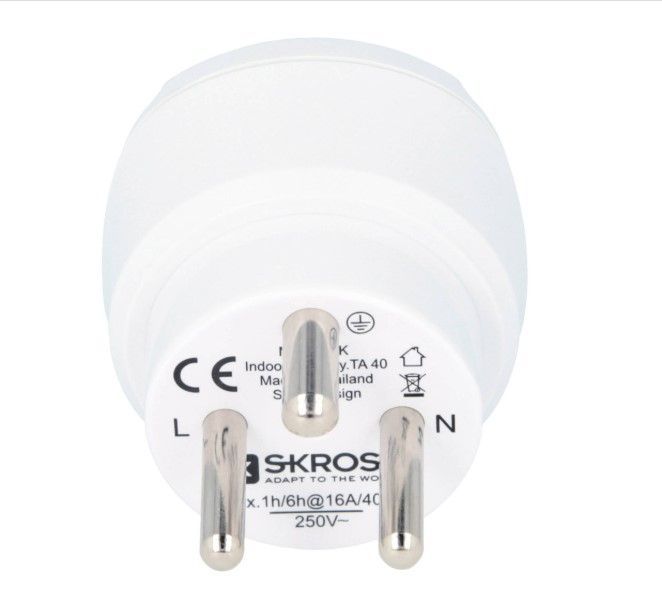 Adapter Skross  Travel adapter CA EU to DEN - Europe to Denmark White