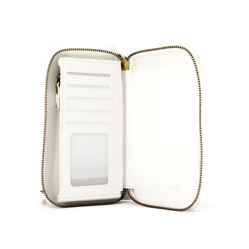 Universaal mobiiltasku Evelatus Universal Wallet Zipper Design Flower White