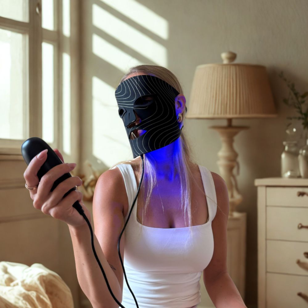 Näopuhastus lunni  Lunni 7 colors LED and Near-Infrared Light Silicone LED Facial Mask Black