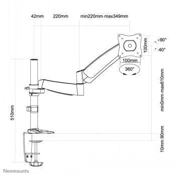TV bracket NEOMOUNTS BY NEWSTAR  NEWSTAR FLAT SCREEN DESK MOUNT (CLAMP/GROMMET)  10-30" SILVER