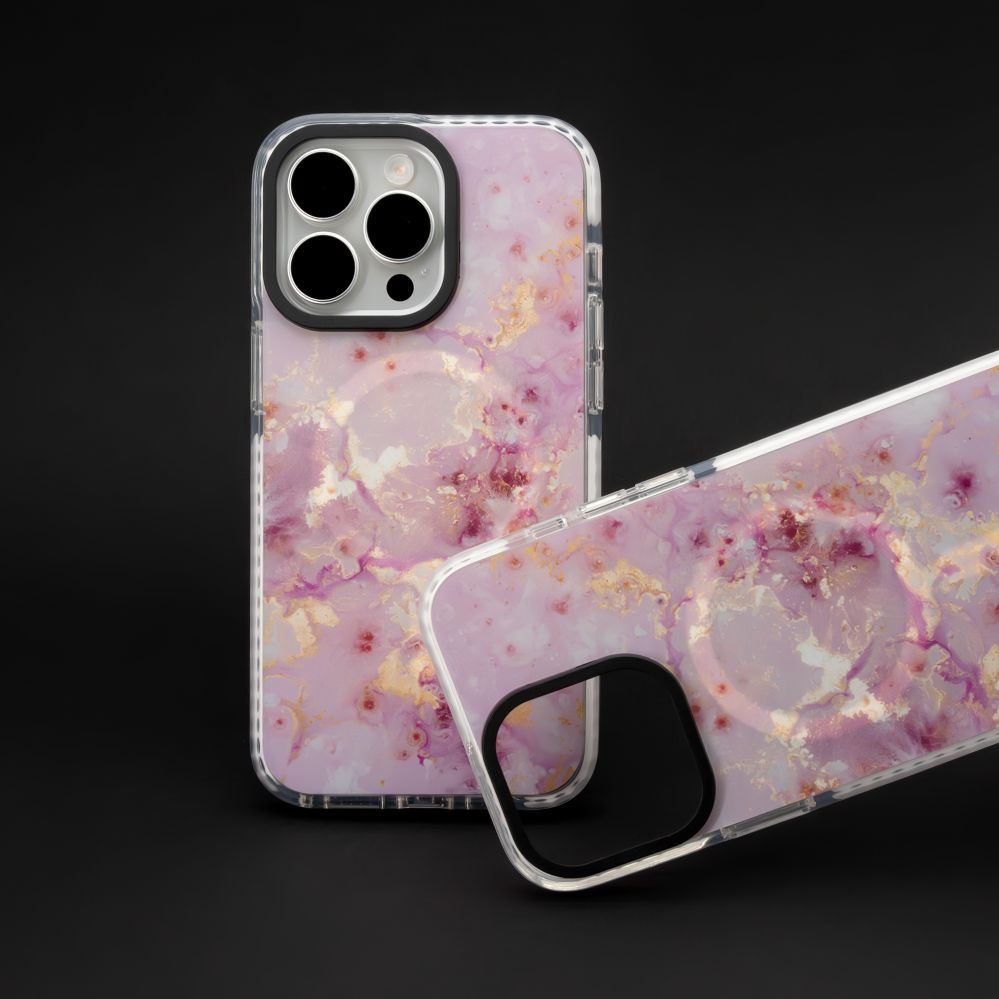 Back panel cover Evelatus Apple iPhone 15 Pro Max PC+TPU With MagSafe Customized Print Pink
