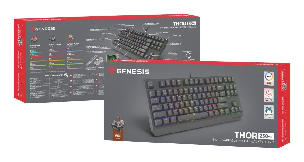 Computer keyboard Genesis  THOR 230 | Mechanical Gaming Keyboard | Wired | US | Black | USB Type-A | Outemu Brown