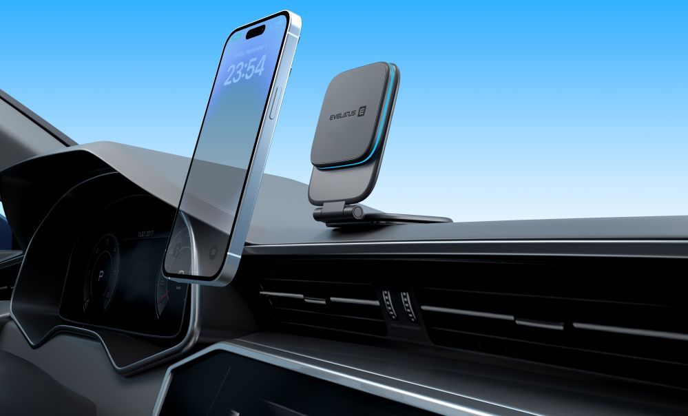 Universaalne telefonihoidja (Popsocket) Evelatus  MagSafe Qi wireless charging magnet mount (for Car Screen/dashboard, laptop, tablet, monitor) Black