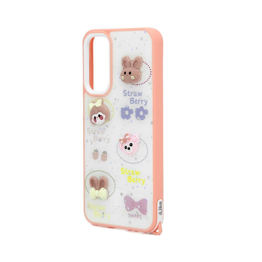 Tagakaaned iLike Samsung Galaxy A15 EPOXY CARTOON COVER White Pink