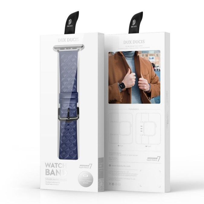 Rihm Dux Ducis  trap Leather Watch 7 Band 7/6/5/4/3/2 / SE (45/44 / 42mm) Wristband Bracelet Genuine Leather Bracelet Blue