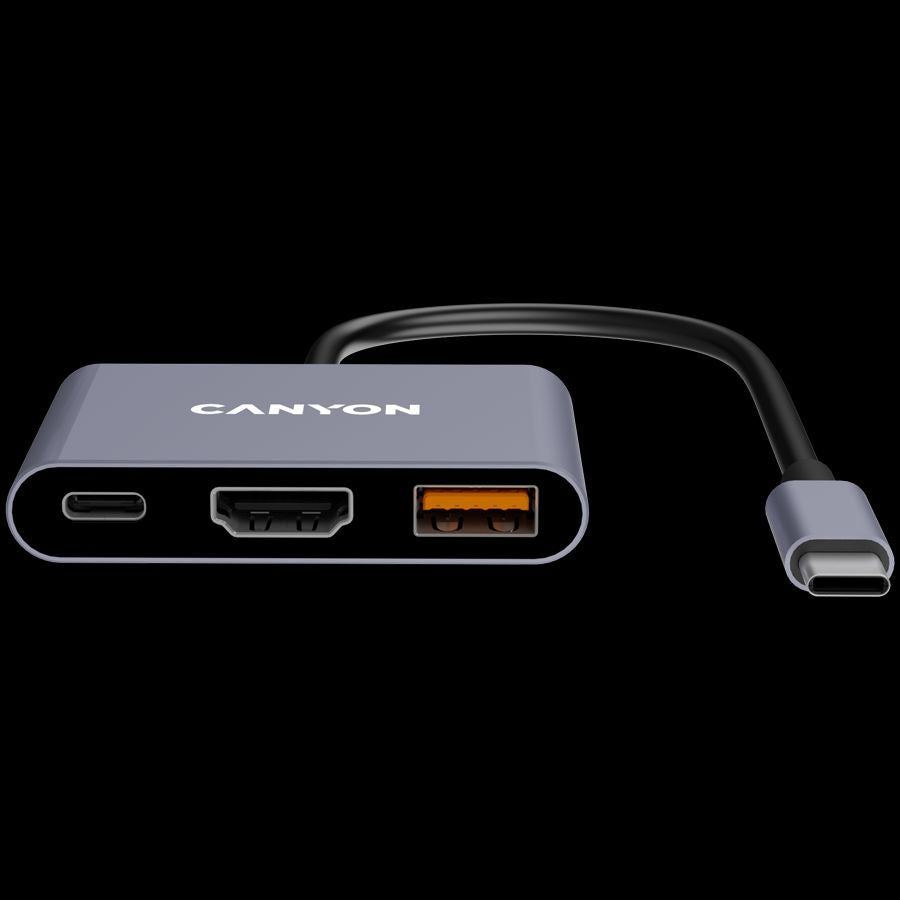 Переходник Canyon  CANYON hub DS-4 3in1 USB-C Grey