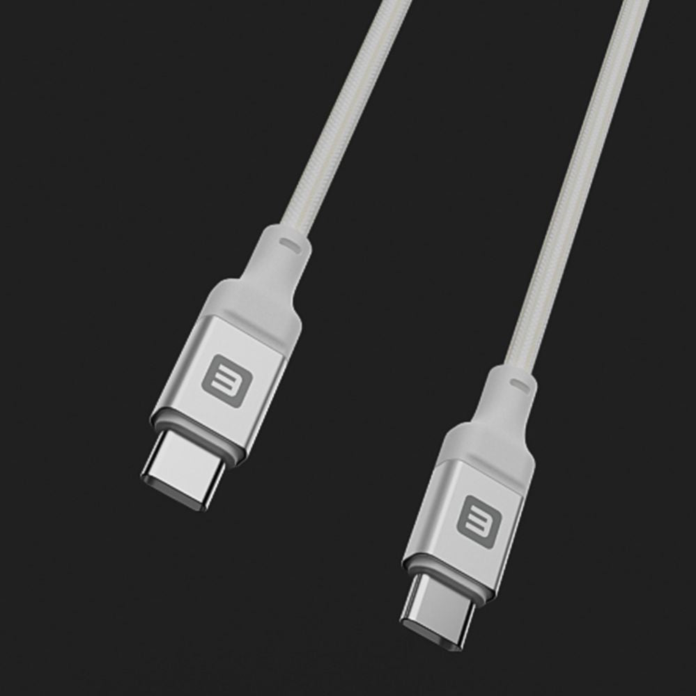 Кабель Evelatus  Evelatus USB C to C Cable 2M 60W / 20V3A Aluminum housing braiding White