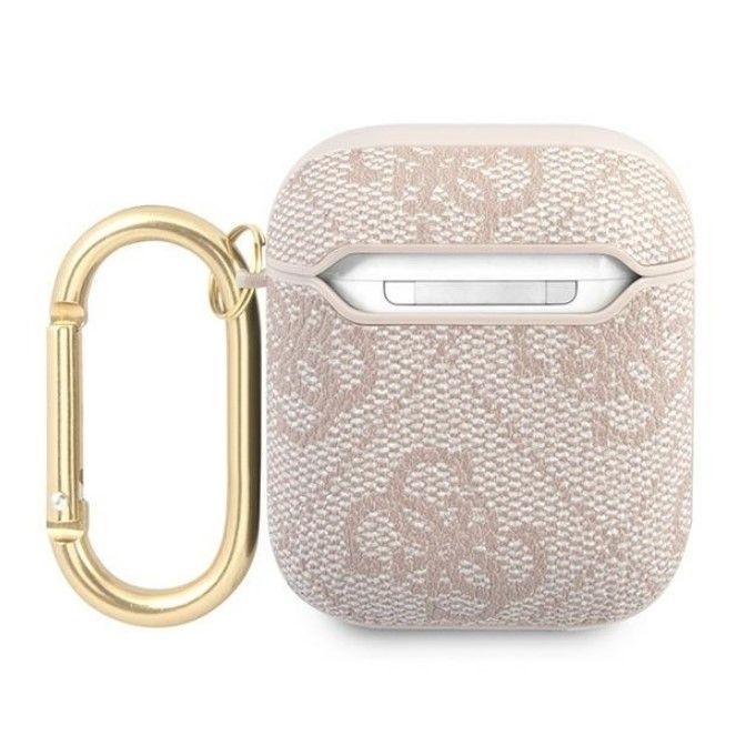 Чехол для наушников Guess Apple AirPods 1/2 cover 4G Script Metal Collection Pink
