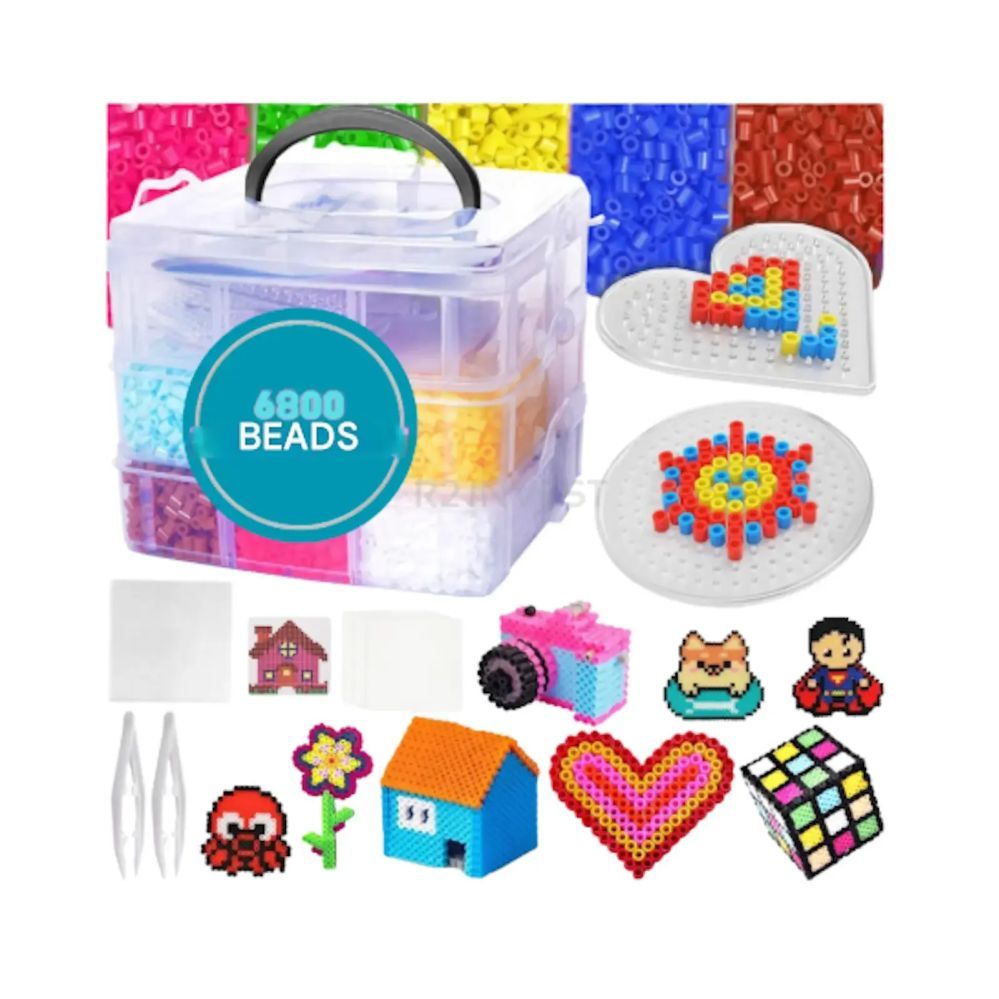 Toys iLike  Ironing Beads Set 6800pcs DIY Melting Beads with Templates Multicolor