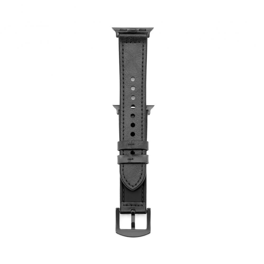 Rihm Connect  Watch 38/40/41mm Silicone patch Leather Watch Strap (132mm M/L) Black