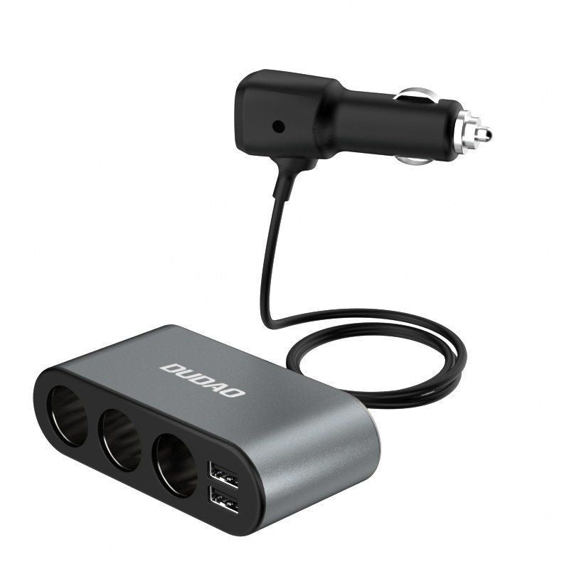Adaptrid Dudao  Dudao car charger 2x USB / 3x cigarette lighter splitter black (R1Pro black)
