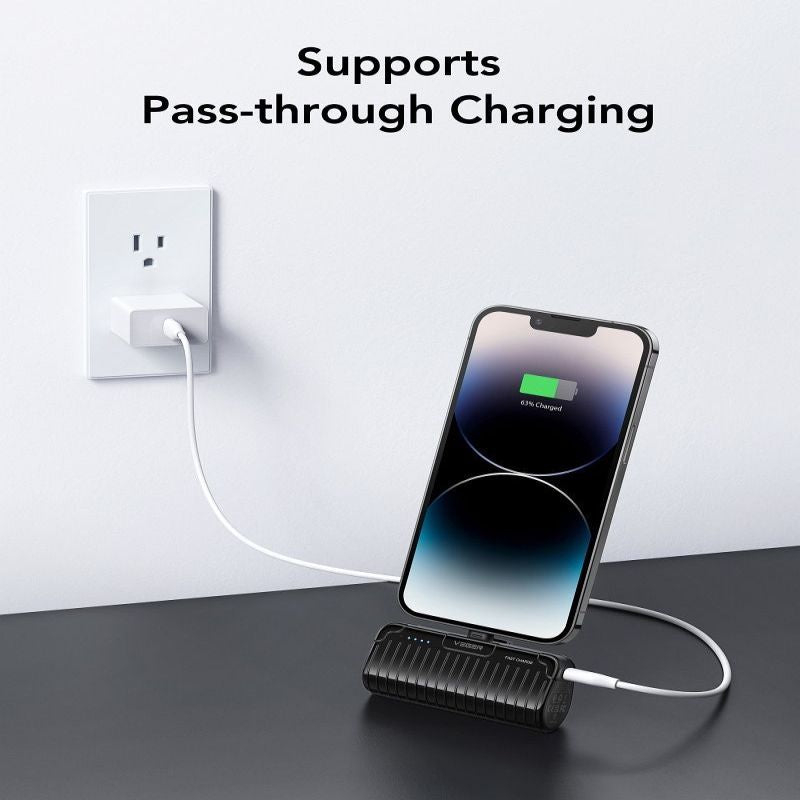 Power bank Veger  Powerbank Veger PlugOn (W0558P) PD QC3.0 2,4A 20W 5000 mAh with a built-in connector Lightning black