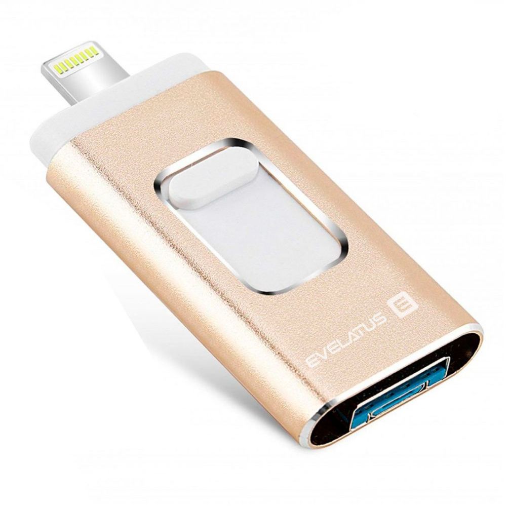 Flash drive Evelatus  USB Flash to Lightning 32GB 3in1  (USB, iPhone and Micro) Gold