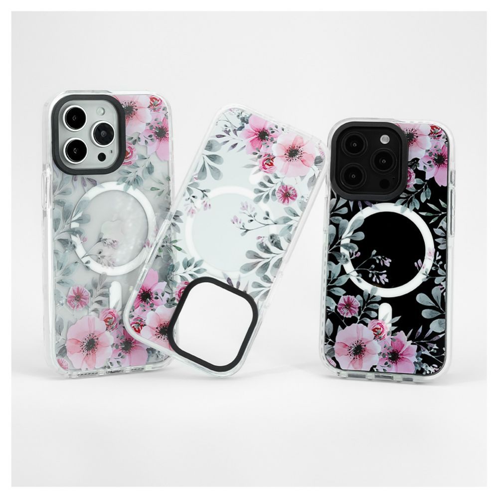 Tagakaaned Evelatus Apple iPhone 15 Pro Max PC+TPU With MagSafe Customized Print Flower Transparent