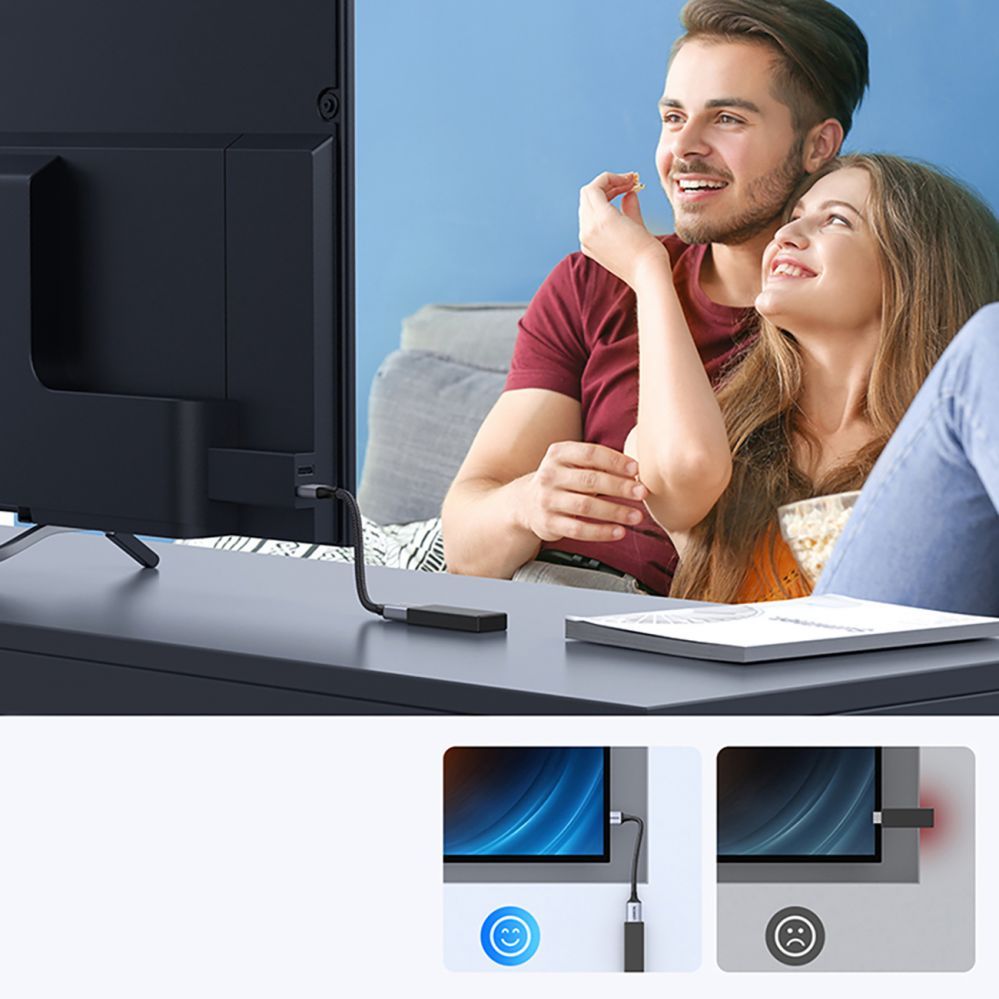 Kaabel Ugreen  Ugreen HD165 HDMI (Male) / HDMI (Female) 8K Cable 0.15m - Gray