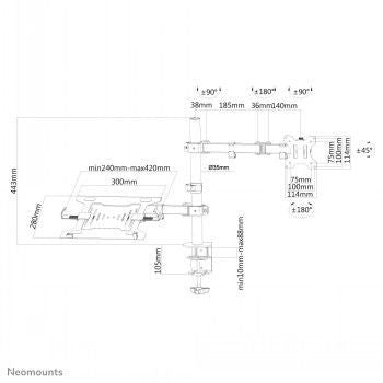 TV bracket NEOMOUNTS BY NEWSTAR  NEWSTAR FLAT SCREEN & NOTEBOOK DESK MOUNT (CLAMP/GROMMET)  10-32" BLACK