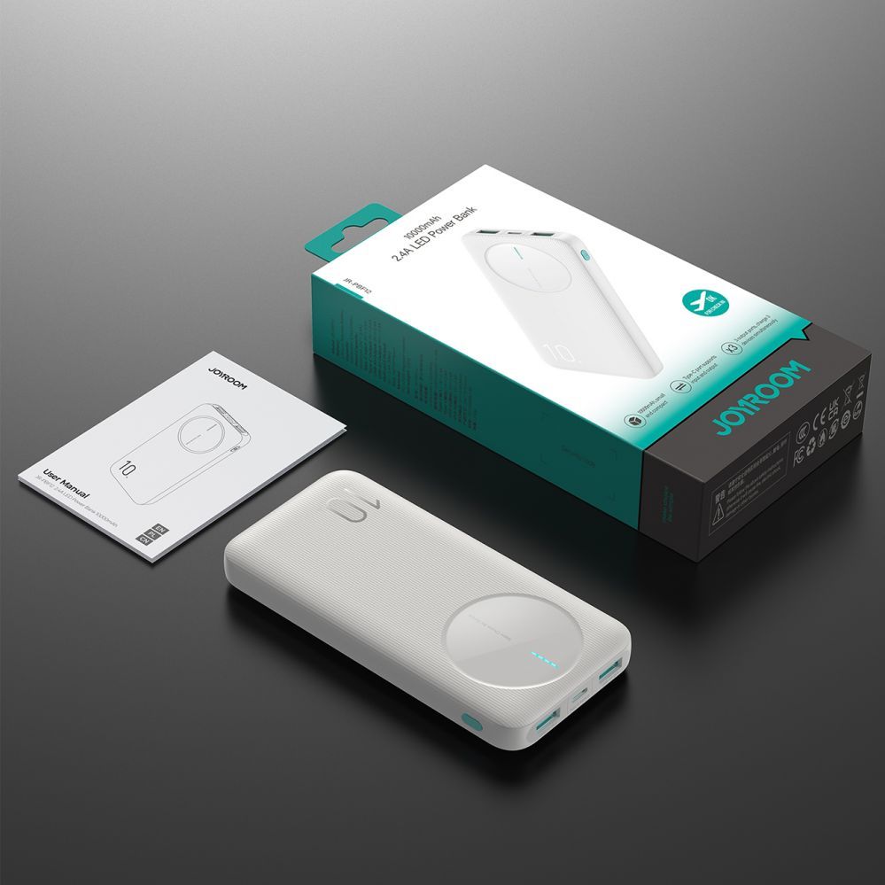 Power bank Joyroom  Powerbank Joyroom JR-PBF12 10000mAh 2.4A 2x USB-A 1x USB-C - white