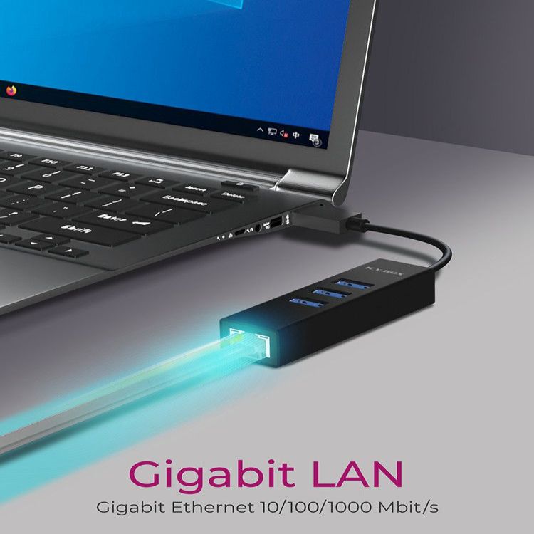 Routers Raidsonic  4 Port Hub with USB 3.0 Type-A, Type-C, Gigabit LAN Icy Box IB-HUB1419-LAN Black