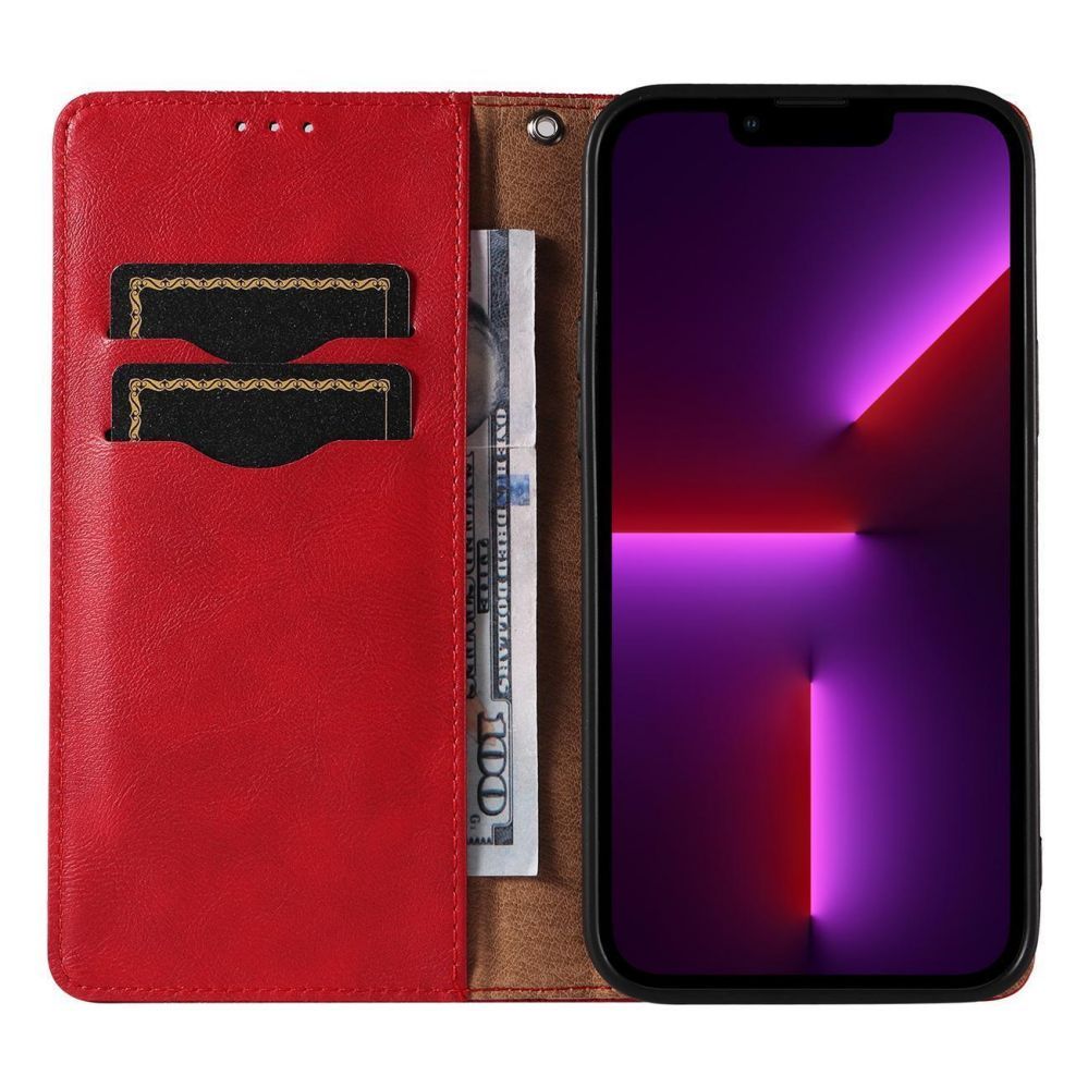 Tagakaaned Hurtel - Magnet Strap Case Case for iPhone 13 Pro Max Pouch Wallet + Mini Lanyard Pendant Red