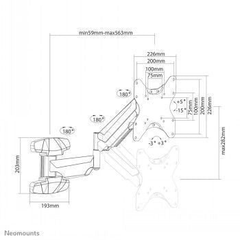 Кронштейн для телевизора NEOMOUNTS BY NEWSTAR  NEOMOUNTS BY NEWSTAR WALL MOUNTED GAS SPRING TV MOUNT (3 PIVOTS VESA 200X200)