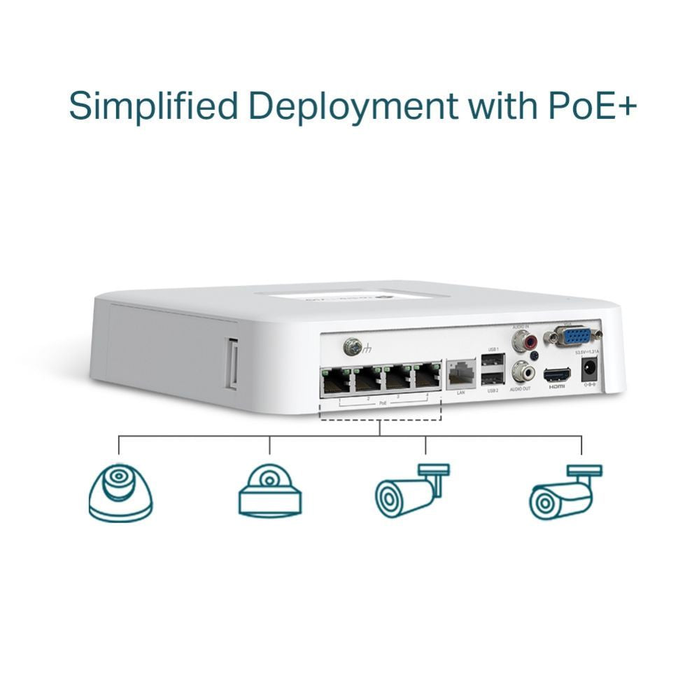 аксессуары для наблюдения TP-Link  NET VIDEO RECORDER 4CH/VIGI NVR1104H-4P