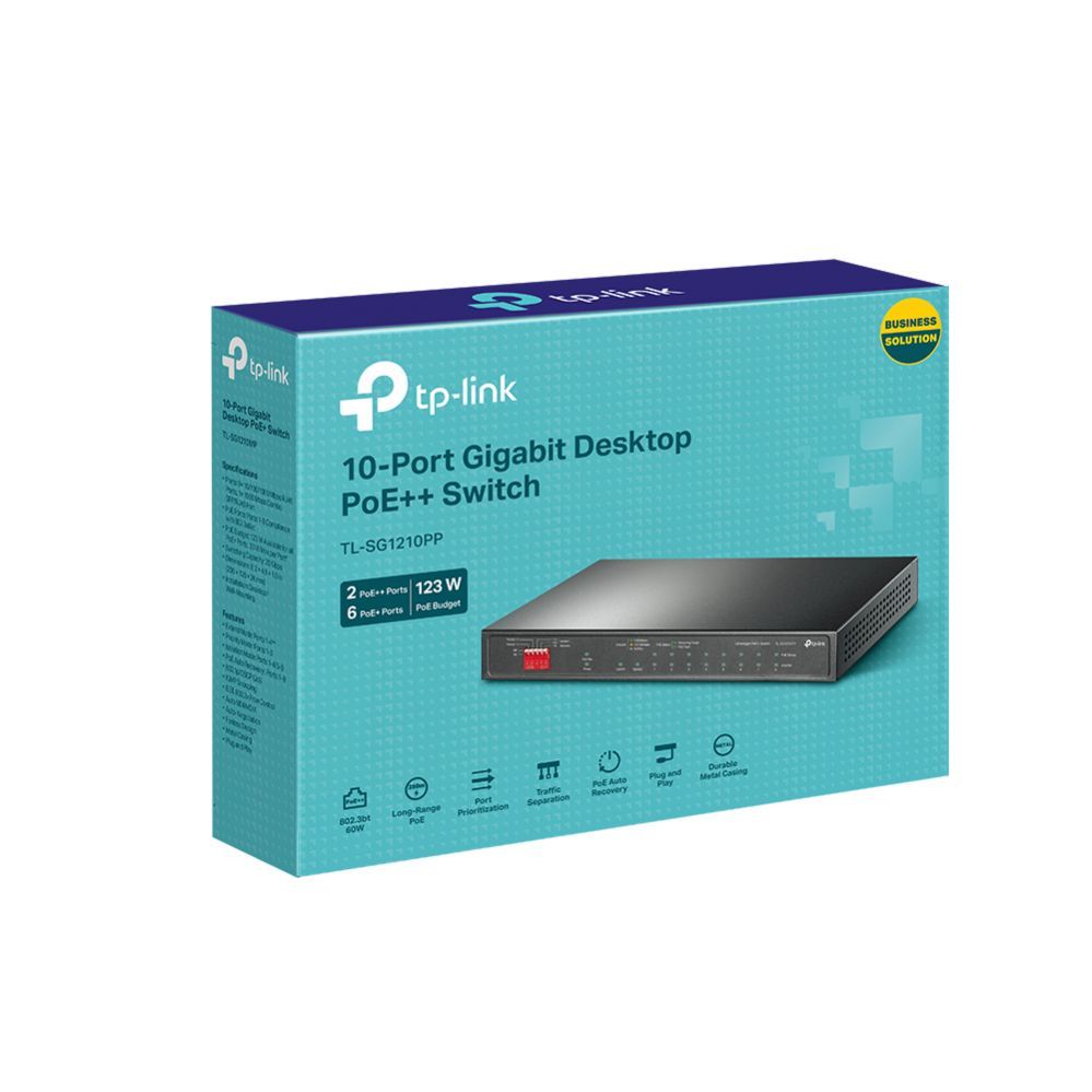 Коммутатор TP-Link  NET SWITCH 10PORT 6POE+ 2POE++/TL-SG1210PP