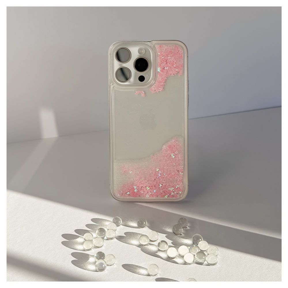 Чехол на заднюю панель iLike Apple iPhone 15 Pro Max Silicone Case Water Glitter Pink
