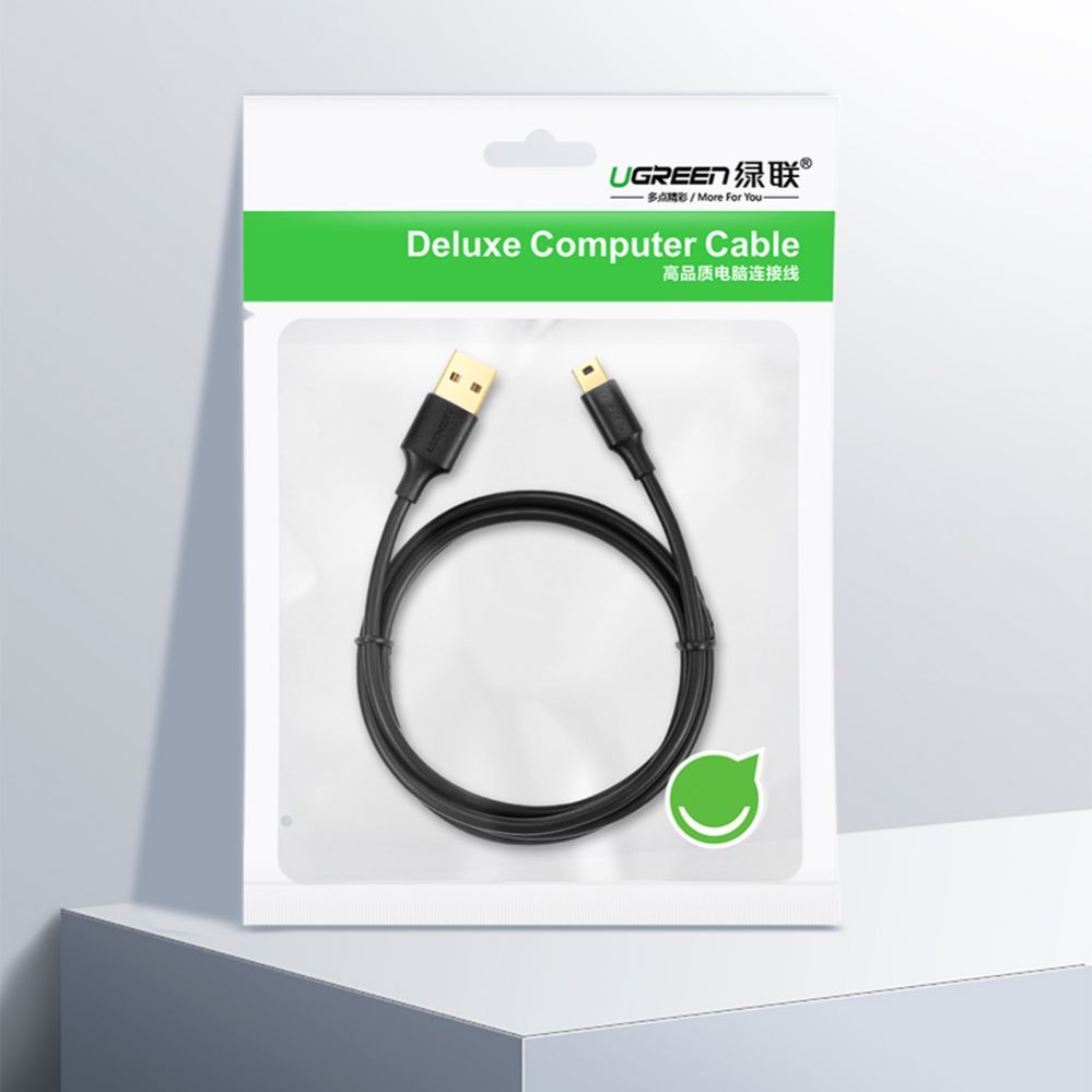 Кабель Ugreen  5 pin gold-plated USB cable - mini USB 0.5m black (US132)