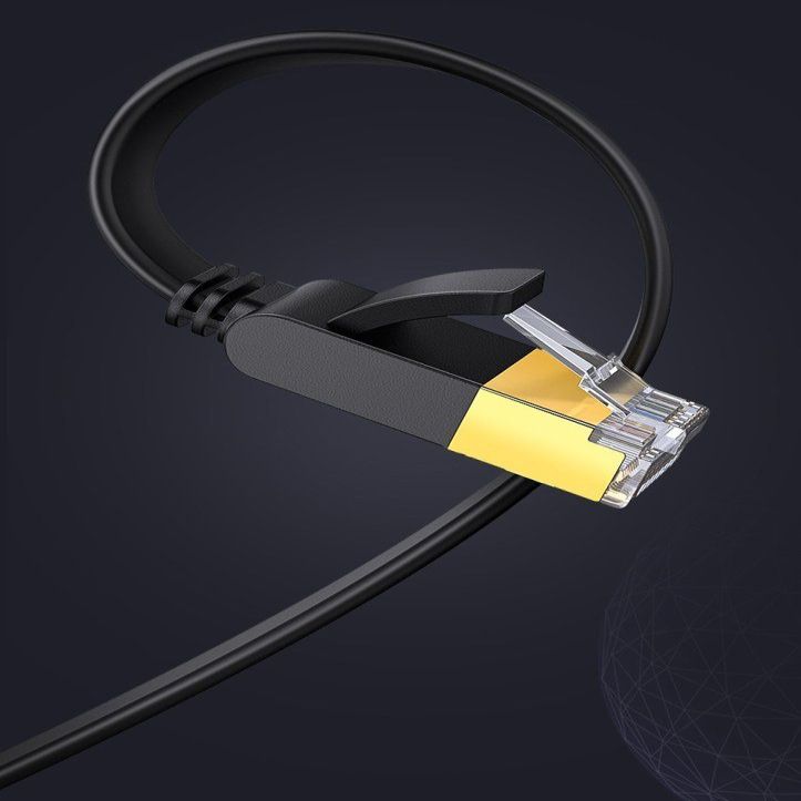 Kaabel Ugreen  Ugreen Flat Cable Internet Network Cable Ethernet Patchcord RJ45 Cat 7 STP LAN 10 Gbps 10m Black (NW106 11265)