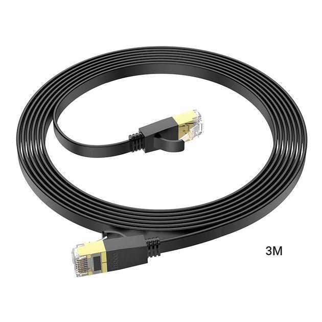 Cable Hoco  US07 General pure copper flat network cable(L=3M) Black