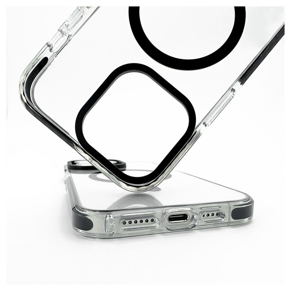 Back panel cover Evelatus Apple iPhone 15 Pro Max Clear Case PC+TPU With MagSafe Transparent Black
