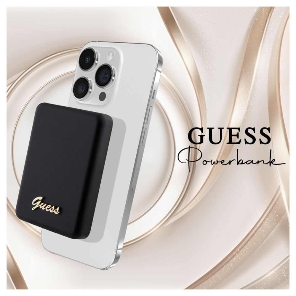 Power bank Guess  Power Bank 5000mAh 15W MagSafe And Regular Charge With Metal Ssript Logo Black