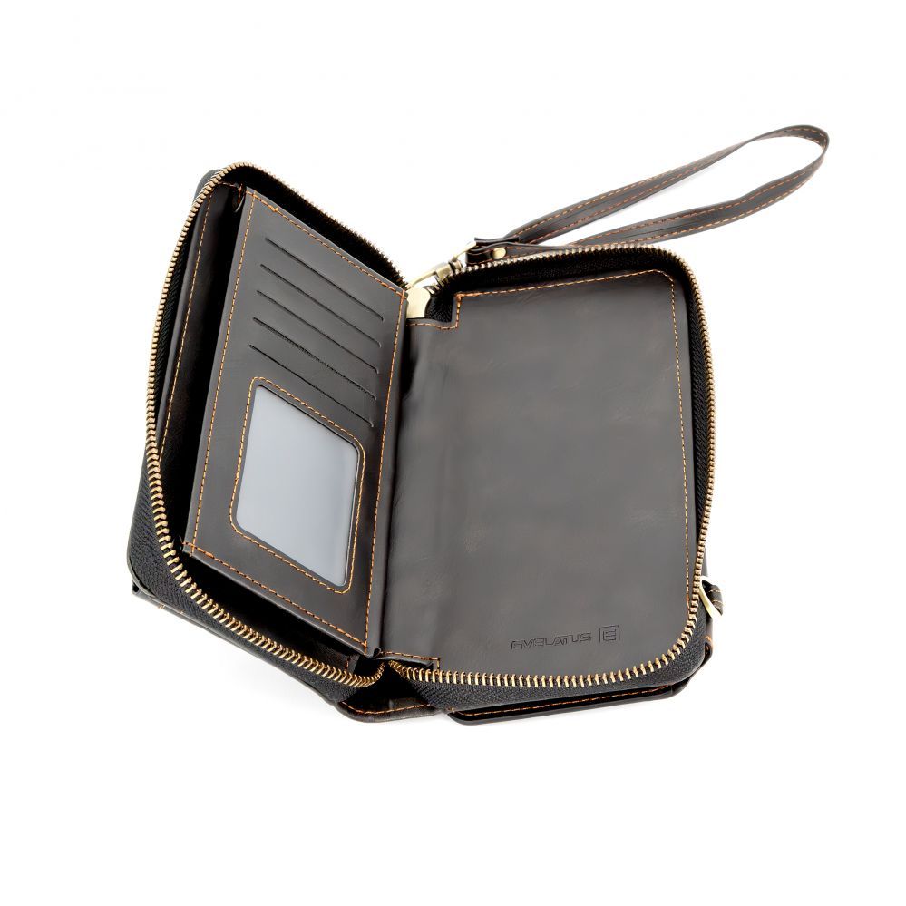 Чехол универсальный карман Evelatus Universal Leather Zipper Design Wallet Black