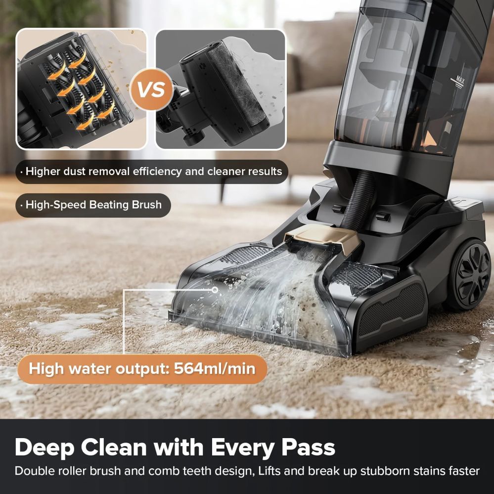 Tolmuimeja Lubluelu  X3 Carpet Cleaner with 1000W Motor, Dual Brush System and 2-in-1 Cleaning